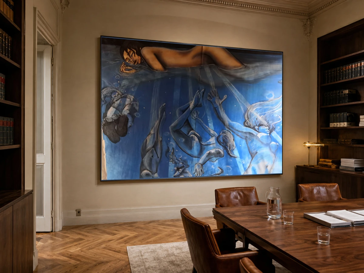 Femme nue — installation dans un cabinet d'avocats
