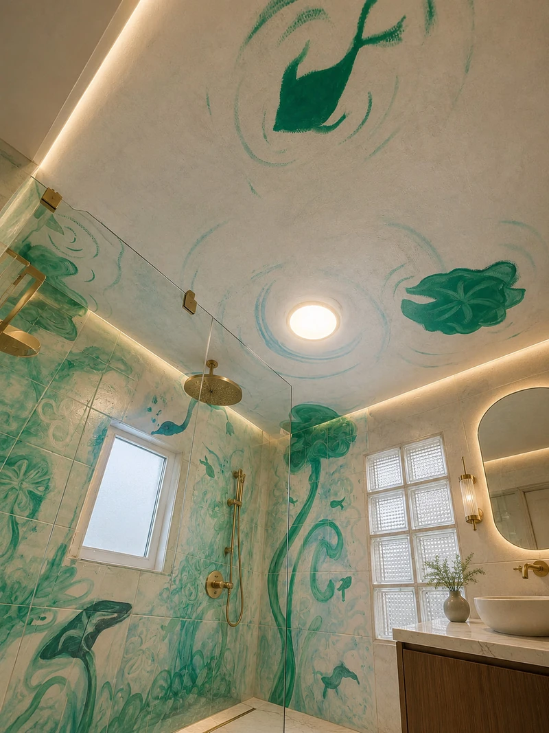 Fresque salle de bain — vue d'ensemble murs et plafond · 02