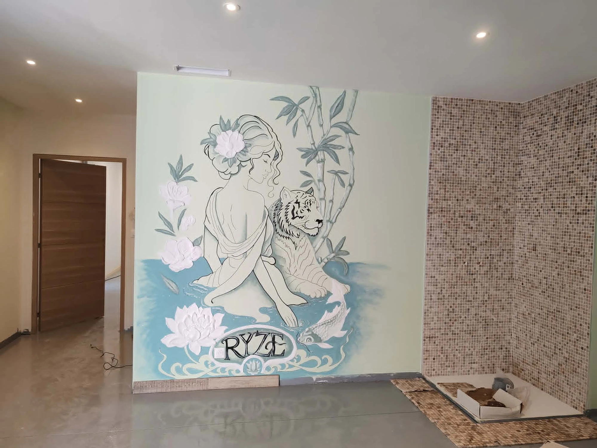 Œuvre de Julie Chailland — Spa — création murale