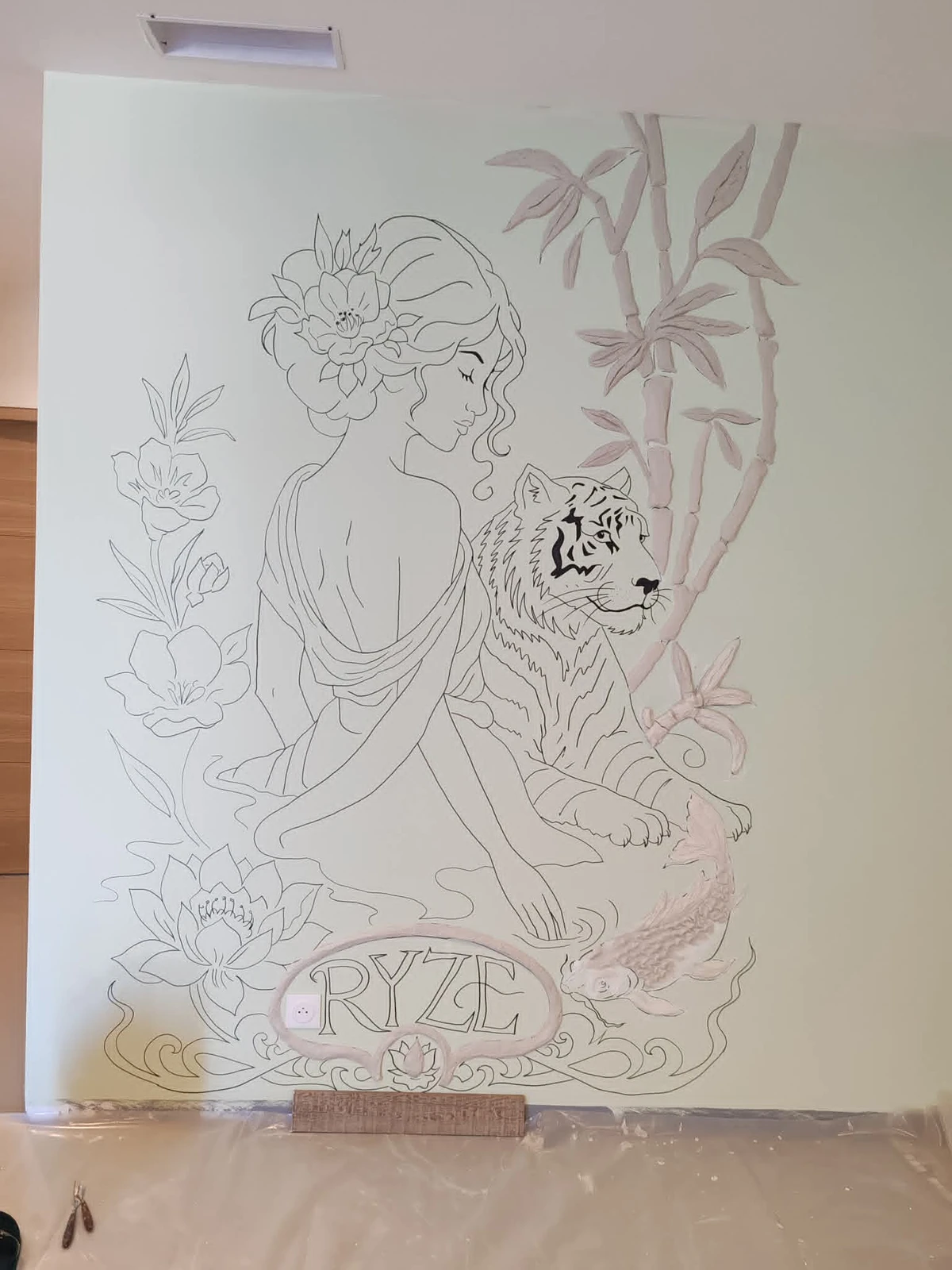 Œuvre de Julie Chailland — Spa — création murale